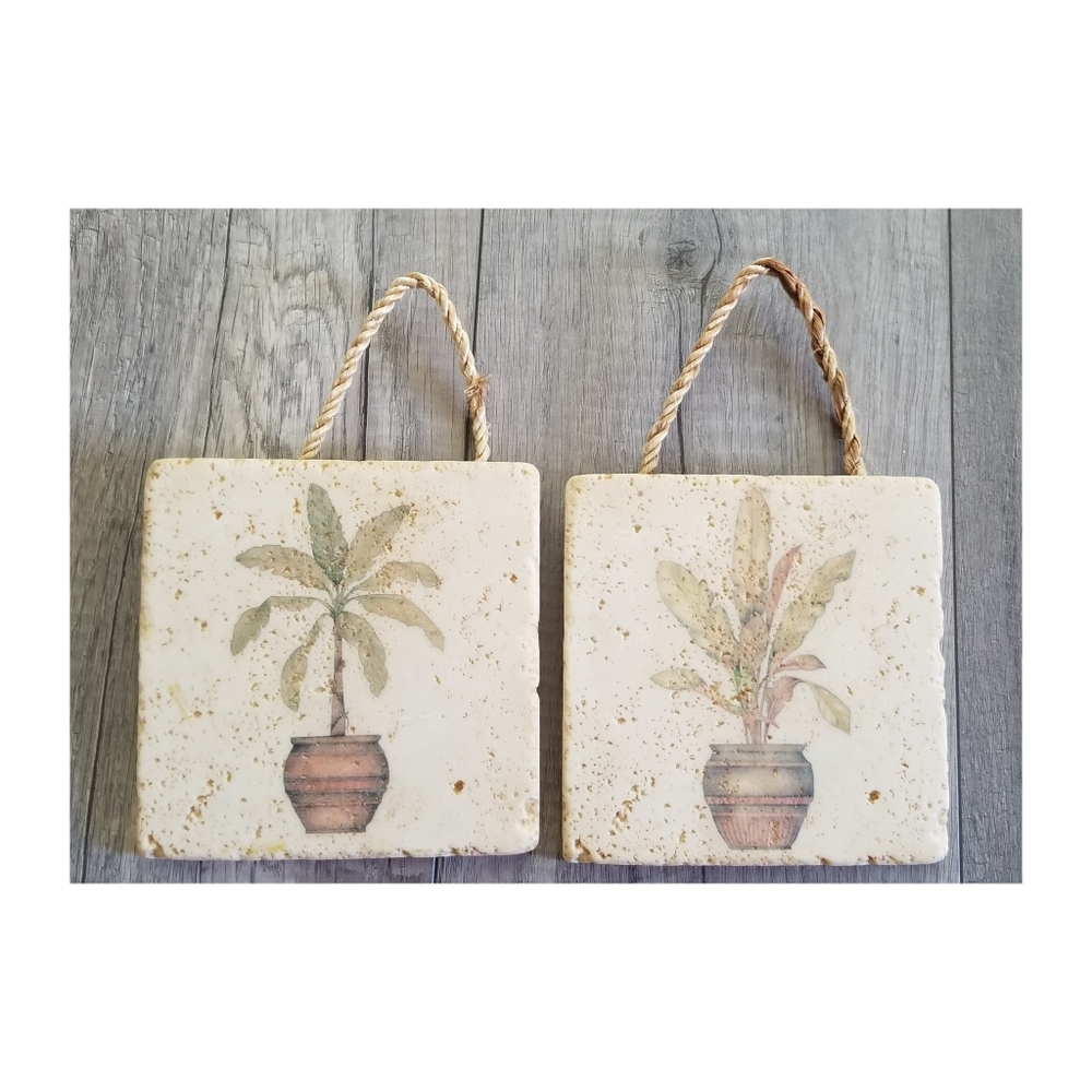Plants Wall Art Home Decor Tile Plaques Set